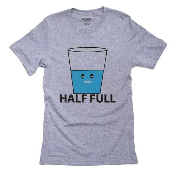 Glass Half Full - Positive Smiling Cute Glass Men's Grey T-Shirt