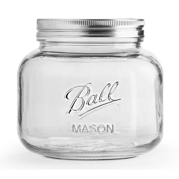 Glass Half Gallon Storage Jar Clear: Dishwasher-Safe, Wide Neck, 6" Height, 2.5 lbs