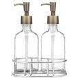 Glass Hand and Soap Dispenser Set with Metal Pump Includes Chrome