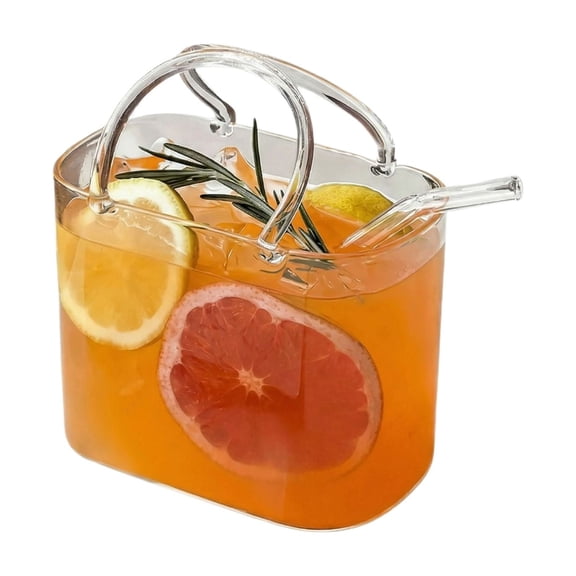Glass Handbag Pitcher, Clear Borosilicate Glass, 23.7 oz Single Piece, For Cocktail Fruit Juice Bar Home Party