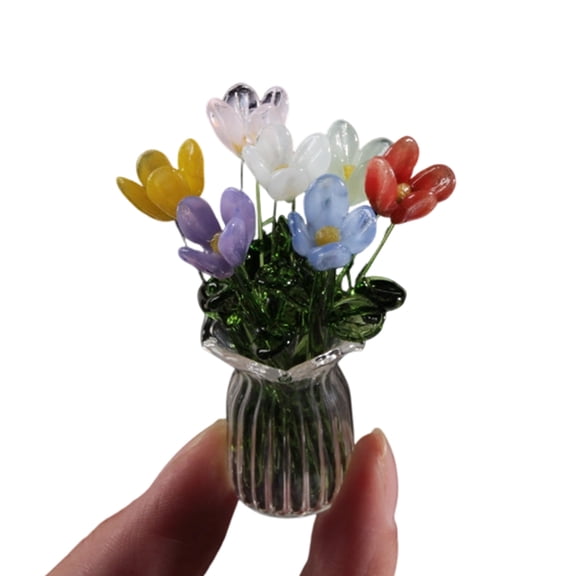 Glass Handmade Flowers Crystal Flower Figurine for Home Decors and Holiday Gift Giving