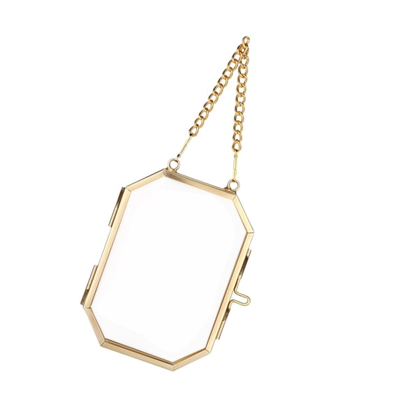 Glass Hanging Frame Gold Metal Picture Frame Clear Glass Floating Frames Hanging Work Display Frames for Pressed
