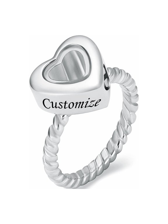 Glass Heart Cremation Jewelry for Ashes Holder Urn Ring for Ashes of Loved One