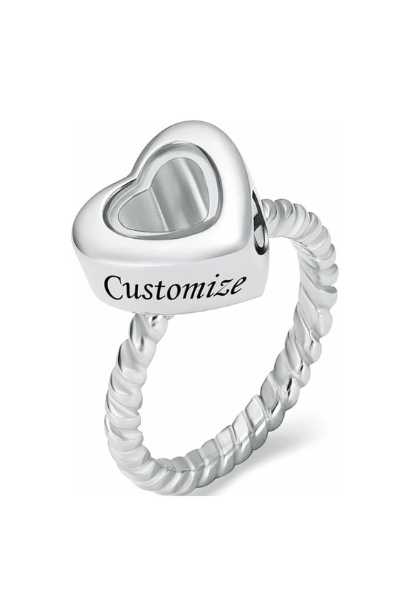 Glass Heart Cremation Jewelry for Ashes Holder Urn Ring for Ashes of Loved One