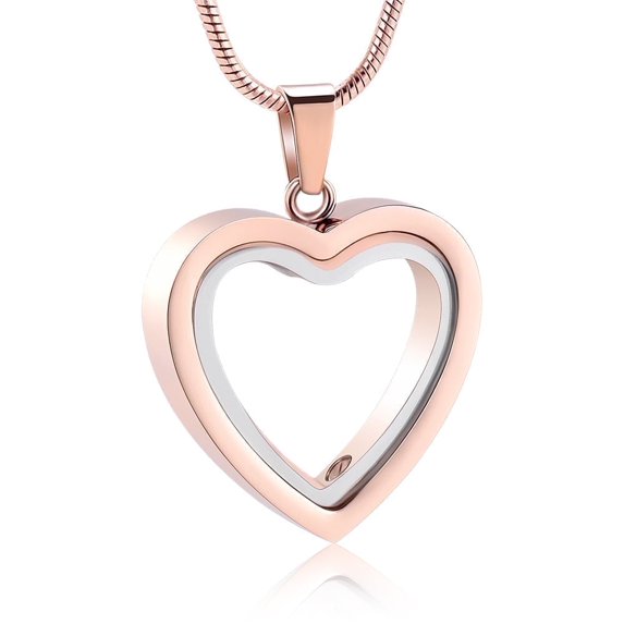 Glass Heart Urn Necklace for Ashes for Women Men Stainless Steel Cremation Jewelry Memorial Lockets Keepsake Pendant for Ash Holder