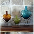 thumbnail image 1 of Glass Heart on Modern Iron Heart Vase, Lime Crackled - Medium, 1 of 1