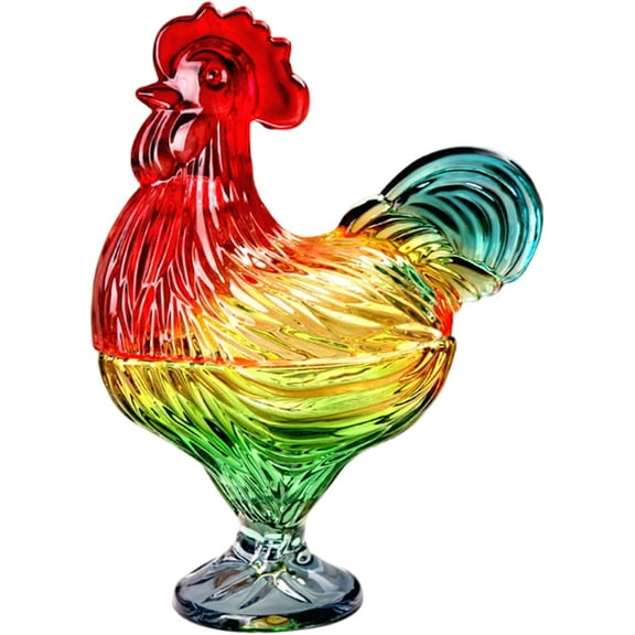 Glass Hen on Nest Dish with Lid | Vintage Candy Bowl, Chicken Figurine Dessert Plate for Table Decor, Fruit Snack Server(XX)