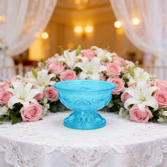 Glass Holy Water Offering Bowl for Buddha Altar, Blue Crystal Offering Cup for Guanyin Avalokitesvara Prayer, Small Meditation Water Bowl with Candle Stand Base, Spiritual Home Decor, 1 Piece