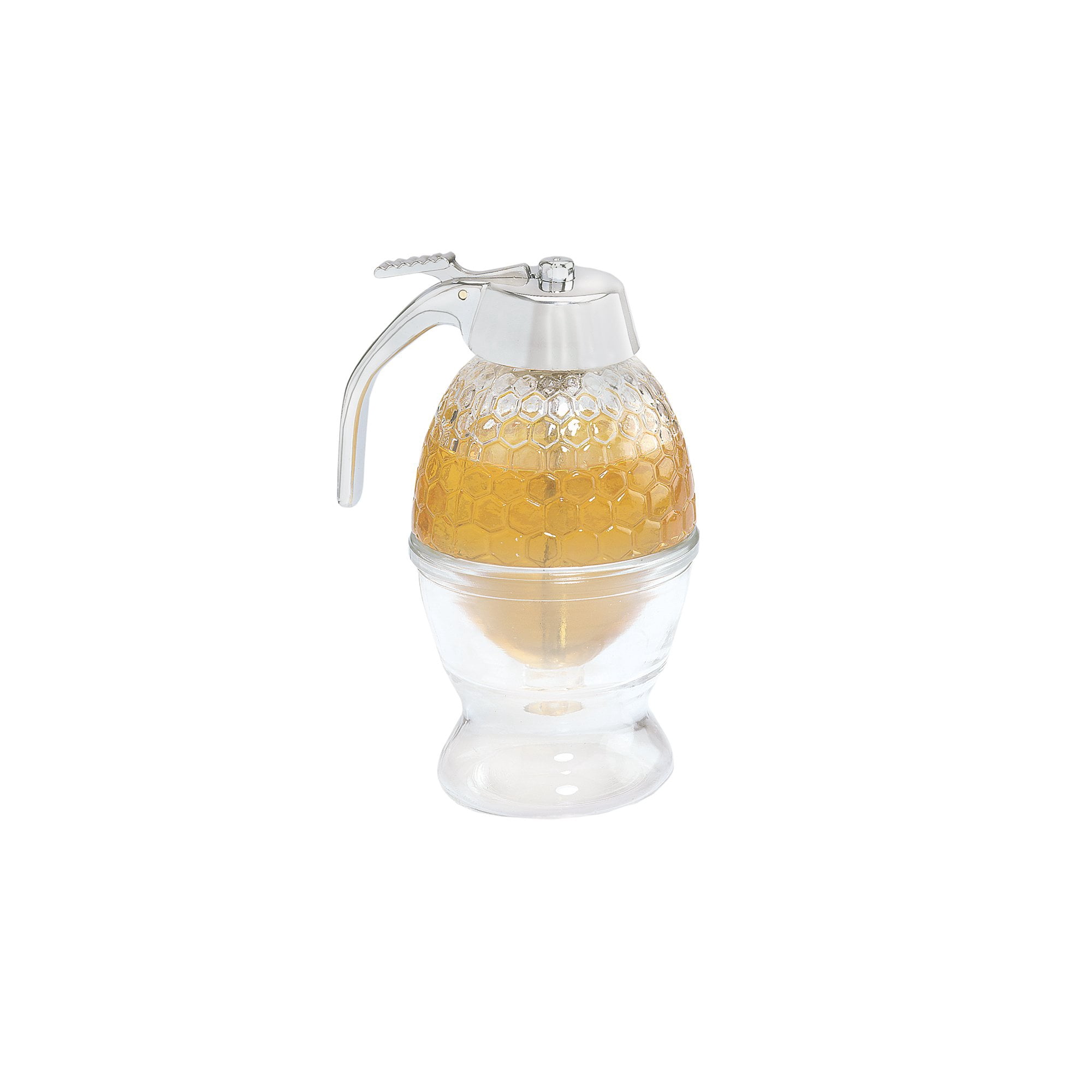Glass Honey And Syrup Dispenser With Warming Base  Clear 3.25 X 4 6 Inches