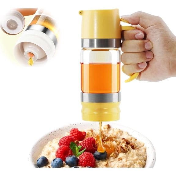 Glass Honey Dispenser No Drip - 9 OZ Honey Pot Honey Jar with Handle - Maple Syrup Dispenser2026 New Design Maple Syrup Dispenser