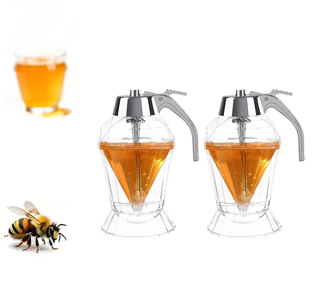 FAGINEY Honey Dispenser, Syrup Pot,200ml Honey Syrup Dispenser Glass Pot Vintage No Drip Container