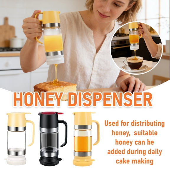 Glass Honey Dispenser No Drip With Handle Honey Jar Maple Syrup Container for Coffee, Pancakes Waffles (9 Oz, 1 Pack)