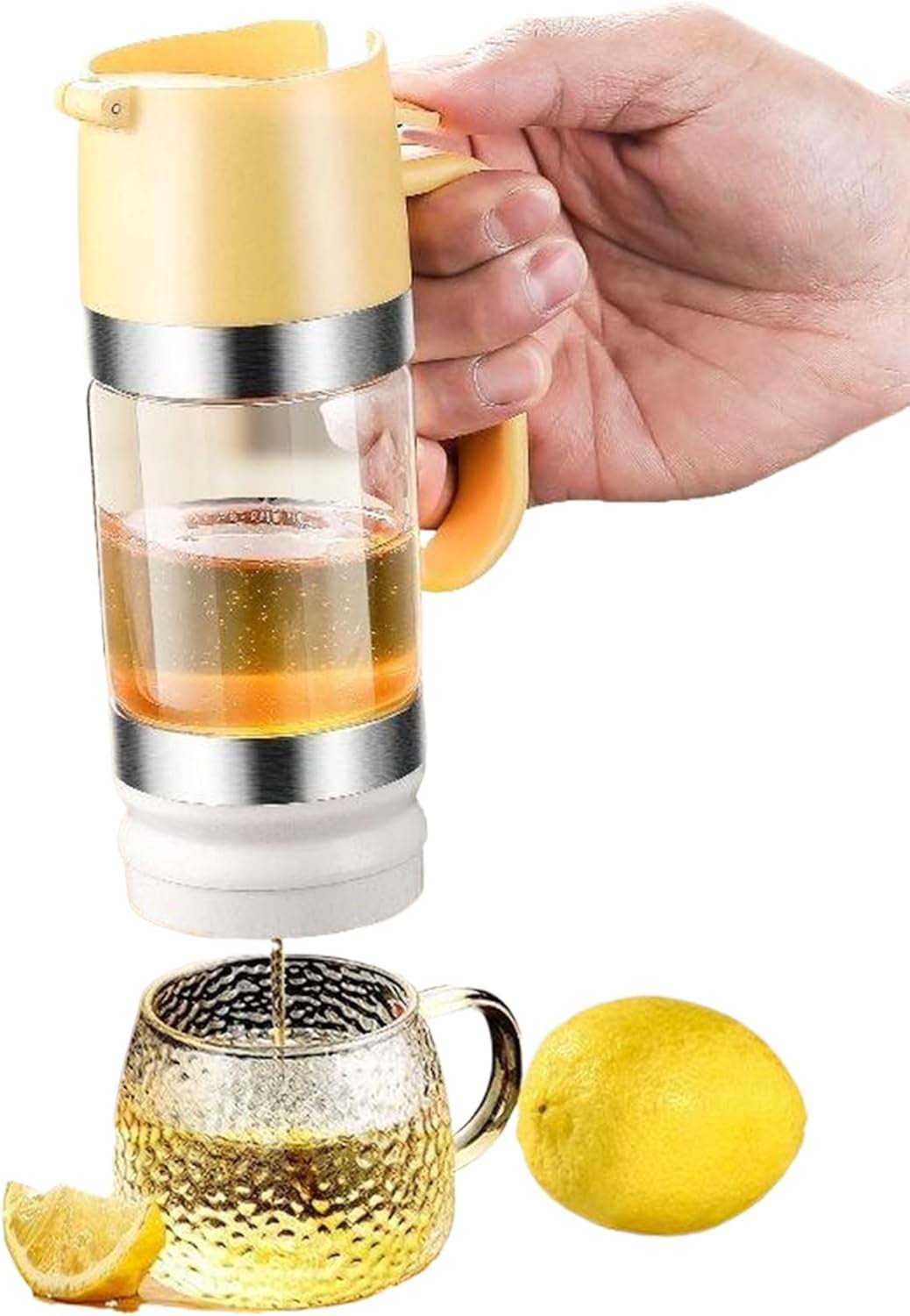 Glass Honey Dispenser Pot: 9 OZ Honey Dispenser No Drip with Handle, Maple Syrup Dispenser, Durable Clear Honey Jar with Silicone Base, Honey Pot for Coffee or Tea (Orange)