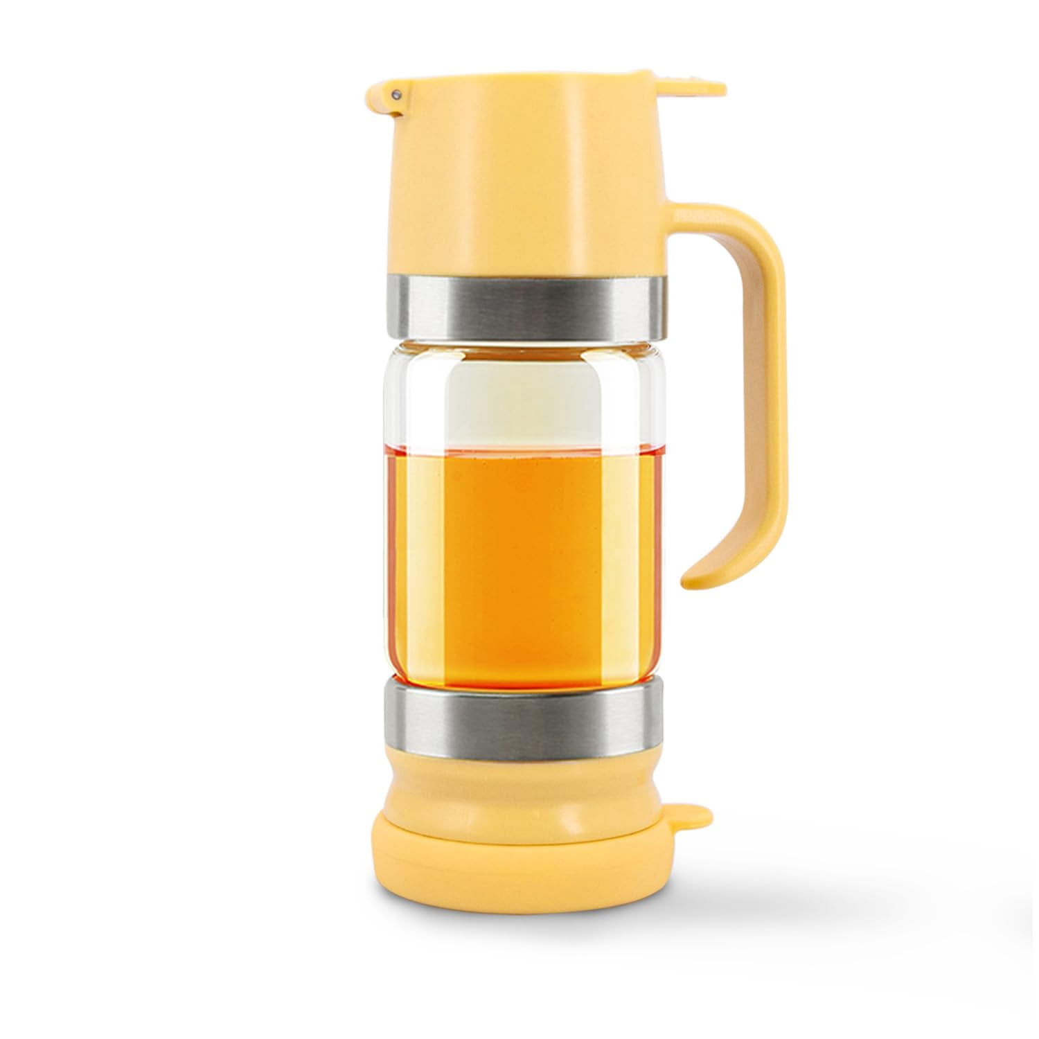 Glass Honey Dispenser with Handle, Syrup Dispenser Jar for Honey Maple Syrup and Coffee, Easy Pour Kitchen Container for Pancakes and Waffles.(9 oz)
