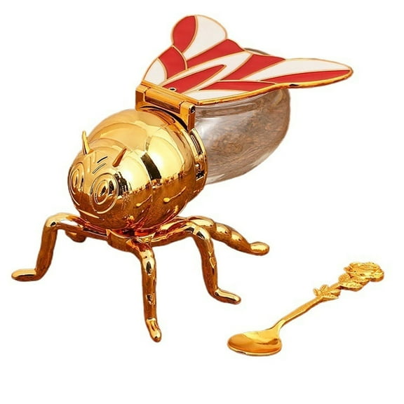 Glass Honey Jars with Lids,Honey Container with Spoon,Glass Honey Dispenser, Animal-Shaped Tabletop Ornament