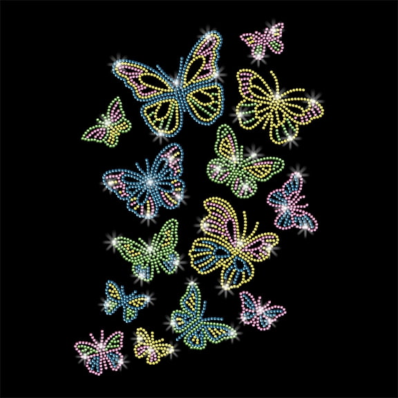 Glass Hotfix Rhinestone Iron on Appliques 297x210mm for Clothes Bags Pants Butterfly