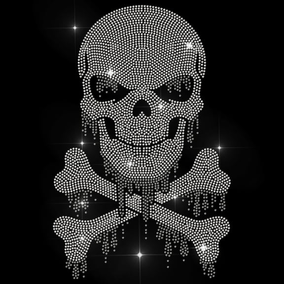 Glass Hotfix Rhinestone Iron on Appliques Costume Accessories DIY for Clothes Bags Pants Skull 297x210mm