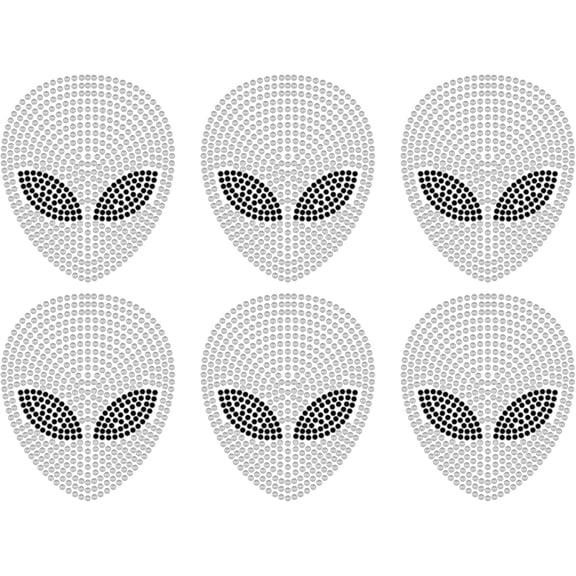 Glass Hotfix Rhinestone Iron on Appliques Costume Accessories for Clothes Bags Pants Alien Pattern 297x210mm