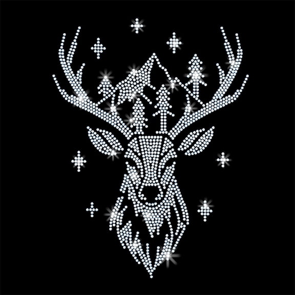 Glass Hotfix Rhinestone Iron on Appliques Costume Accessories for Clothes Bags Pants Deer 297x210mm diy