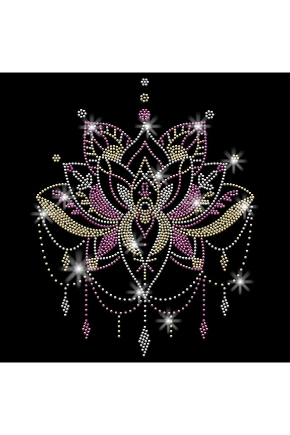 Glass Hotfix Rhinestone Iron on Appliques Costume Accessories for Clothes Bags Pants July Lotus 297x210mm Glass Rhinestone