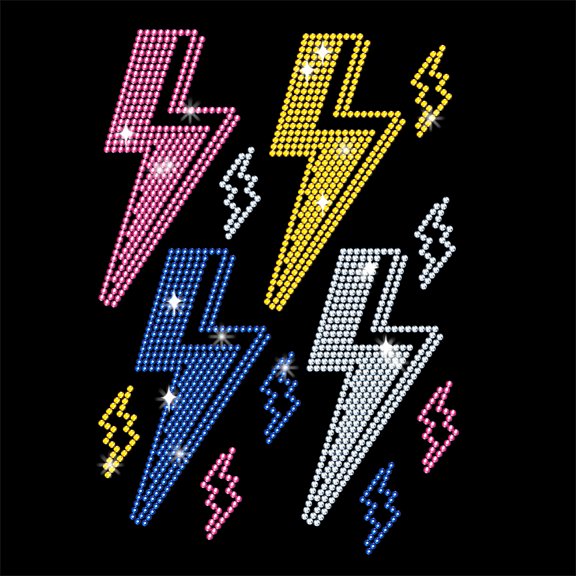 Glass Hotfix Rhinestone Iron on Appliques Costume Accessories for Clothes Bags Pants Lightning Bolt 297x210mm