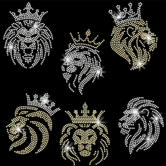 Glass Hotfix Rhinestone Iron on Appliques Costume Accessories for Clothes Bags Pants Lion 297x210mm colorful