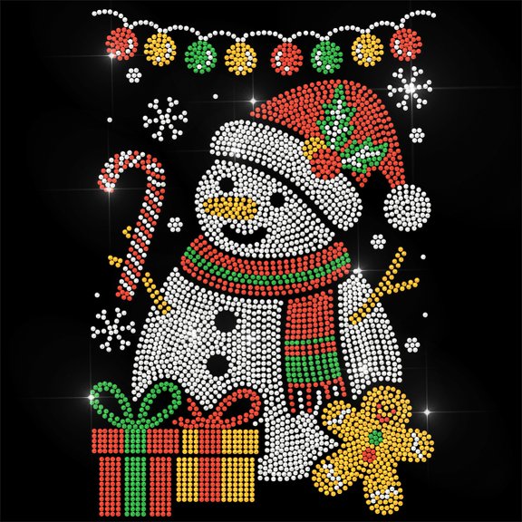 Glass Hotfix Rhinestone Iron on Appliques Costume Accessories for Clothes Bags Pants Snowman 297x210mm