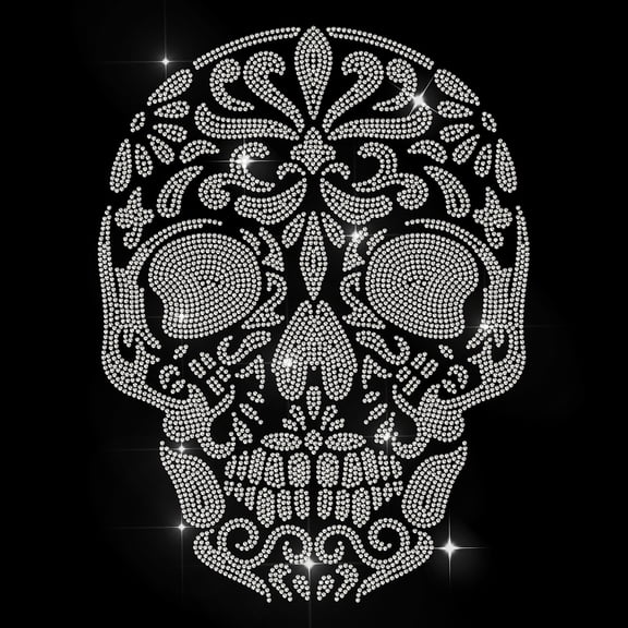 Glass Hotfix Rhinestone Iron on Appliques DIY Costume Accessories for Clothes Bags Pants Skull 297x210mm