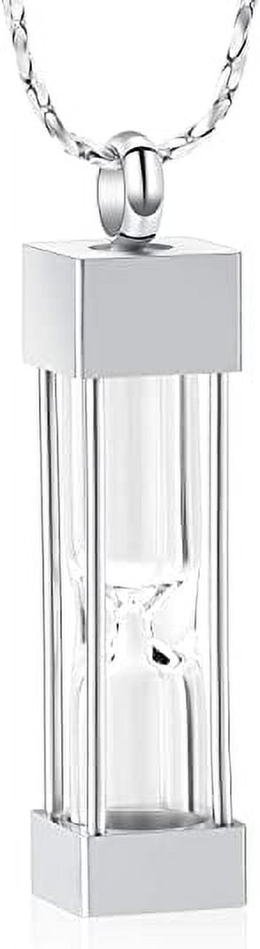 MUERDOU Collana Porta Ceneri A Cilindro - Gioiello Memoriale In Acciaio Inox Con Zirconi - Regalo Commemorativo - 2