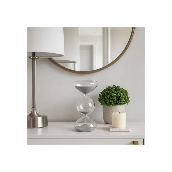 Decorative Home and Office Statue - Classic Hourglass Timer Sculpture for Coffee Table, Living Room, and Shelf Decor - Contemporary Ornament That Brings Timeless Elegance to Your Space - 8" White