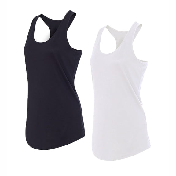 Glass House Apparel Women's Athletic Racerback Tank Top Performance Sport Active Yoga Compression Running Shirt, 2 Pack (Black & White)
