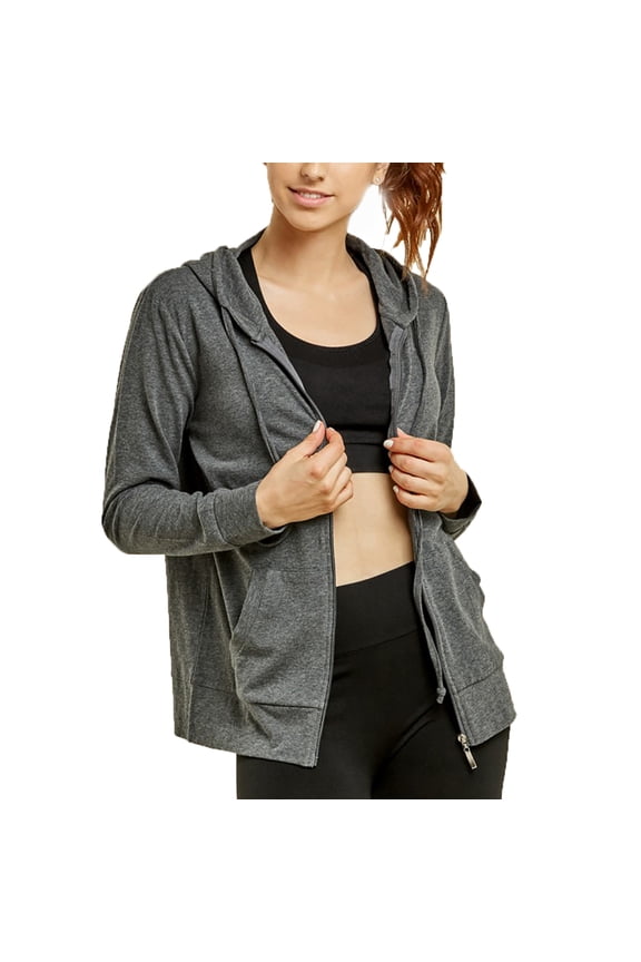 Women's Zip Up Active Yoga Gym Casual Thin Cotton Long Sleeve Jacket Hoodie