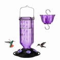 thumbnail image 1 of Glass Hummingbird Feeder with Ant Moat, 24 Ounce Nectar Feeder, 6 Bee-Resistant Feeding Ports, Leakproof, Hanging for Patio Garden Lavender purple, 1 of 8