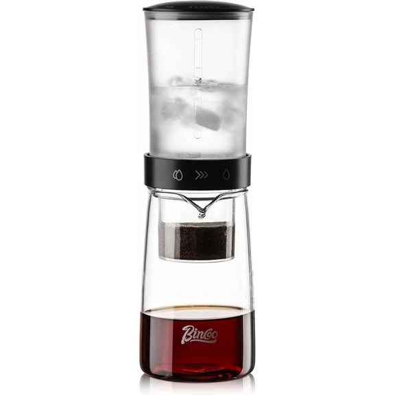 Glass Ice Coffee Dripper with Adjustable Dripe Flow Control, Cold Brew Maker - 450ML, Precision Drip Brewer Tower for Smooth, Low-Acidity Concentrate
