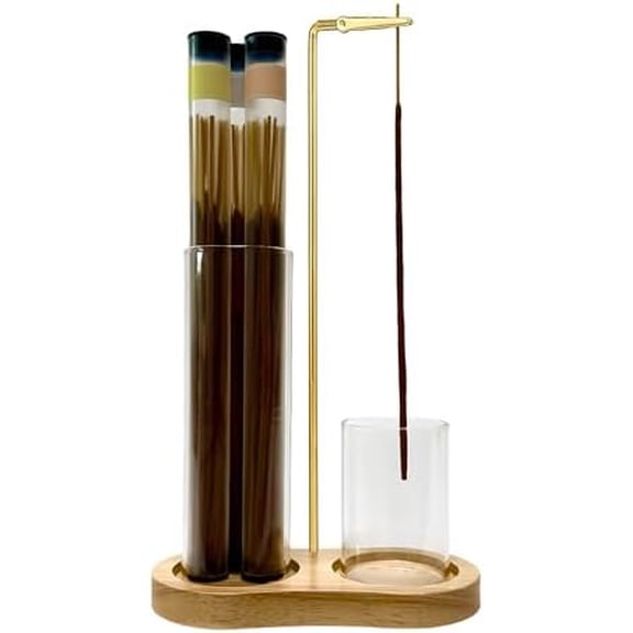 Glass Incense Holder, 2 in1 Incense Sticks Burner Holder with Storage,Hang Upside Down Incense Holder for Sticks with Glass Ash Catcher for Meditation Yoga Spa Room Decor