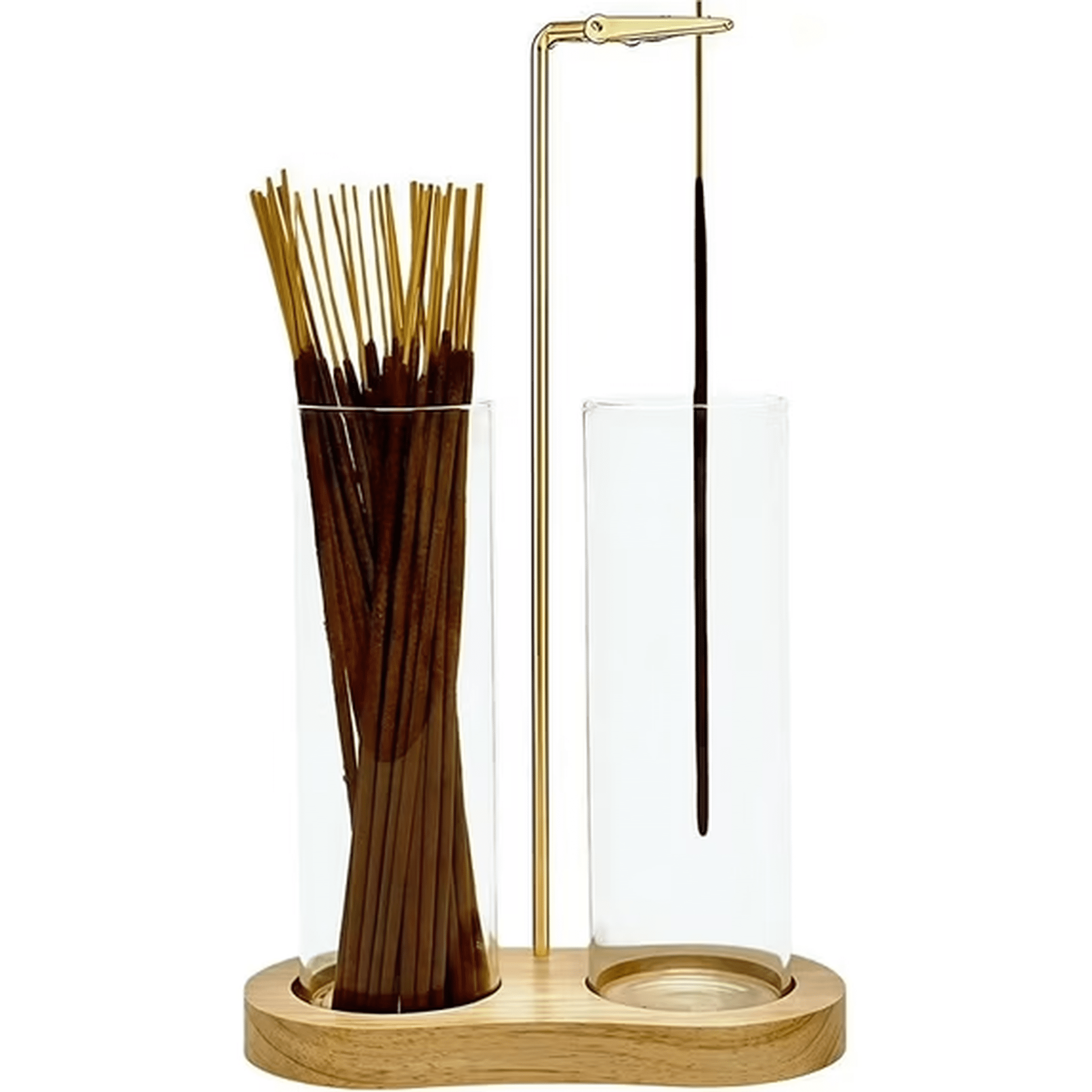 Zeokiar Glass Incense Holder, Black Incense Sticks Burner Holder with Storage,Hang Upside Down Incense Holder for Sticks with Glass Ash Catcher for Meditation Yoga Spa Room Decor