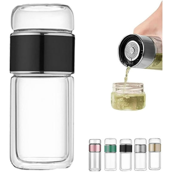Glass Infuser, 3-in-1 Smart Tea Infuser, Hot or Cold Ready, Flip & Brew Design, Double Layered Glass Tea Separation Tea Infuser, for Blooming & Loose Leaf Tea (Multi color, multi capacity)
