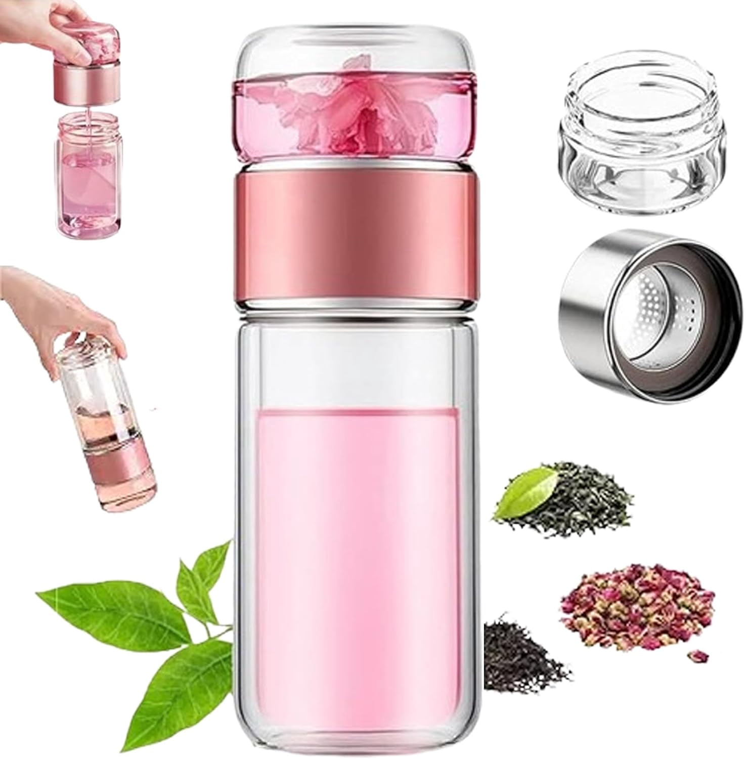Glass Infuser Tea Infuser, 3-In-1 Smart Tea Infuser, 350ml Portable ...
