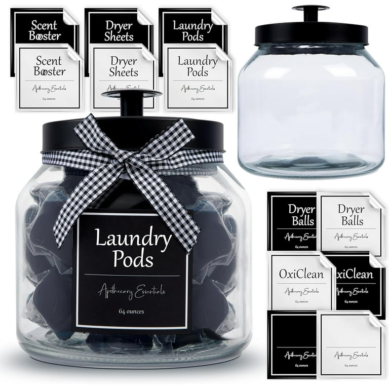 Glass Jar for Laundry Room Organization Jars Half Gallon Laundry Storage  Glass Container with Labels Organization with Lid for Laundry Detergent,  Laundry Pods Container, Scent Boosters, Dryer Sheets 
