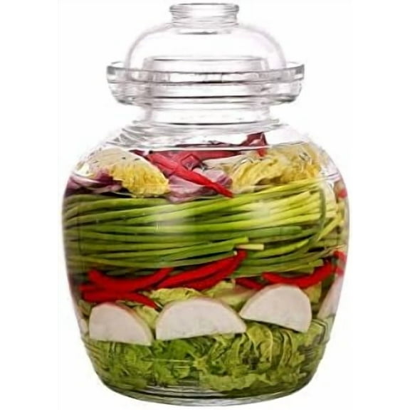Glass Jar with Lid 2.5 Liter Fermentation Jar, Traditional Fermenting Crock Kit with Water Seal Airlock Lid, Pickle Jar for Pickles Kimchi, Sauerkraut, Wine Brewing, Kombucha