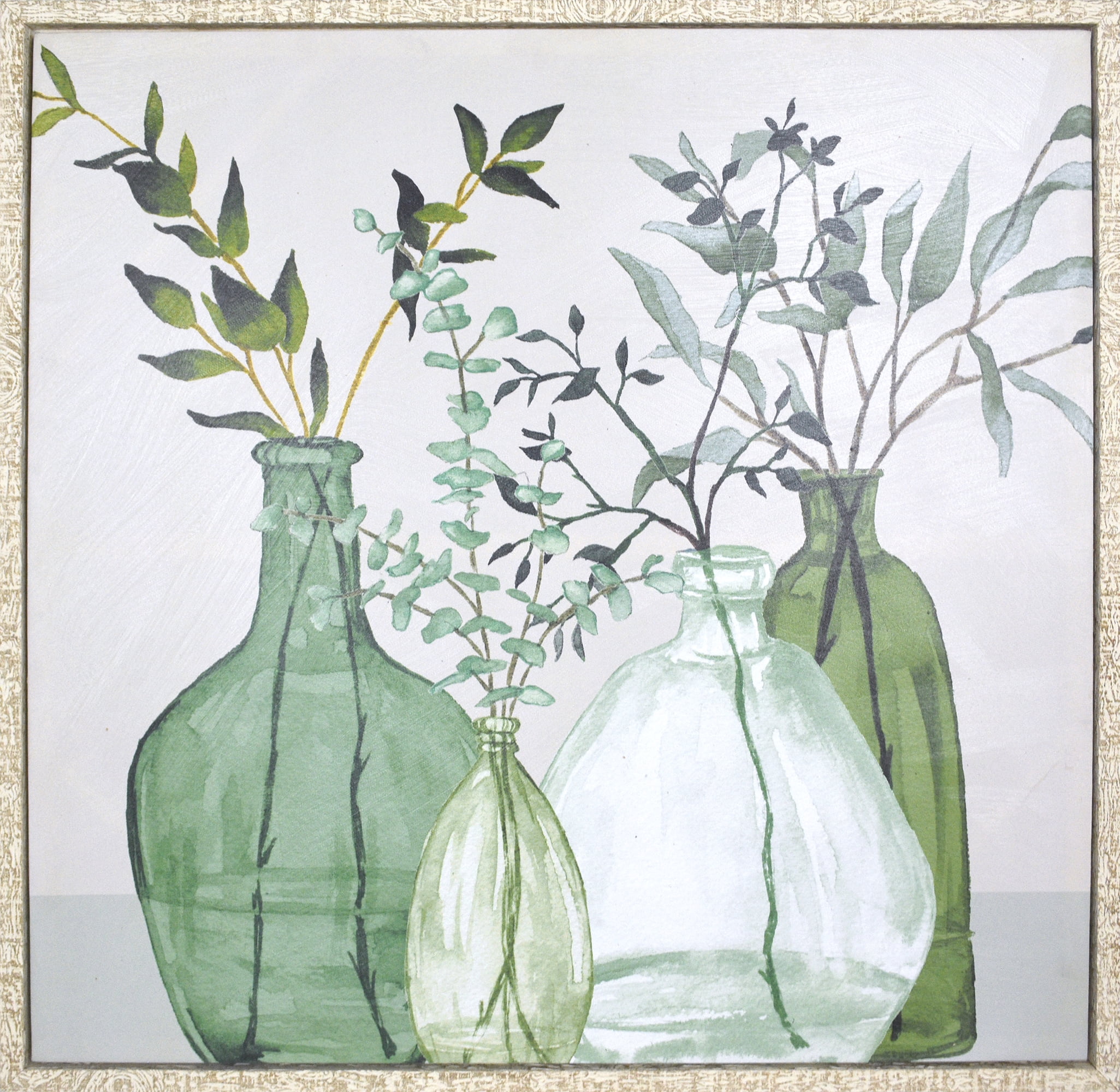 Glass Jar Plant Botanical Framed Canvas Art Print - 24" x 24" x 1.25"