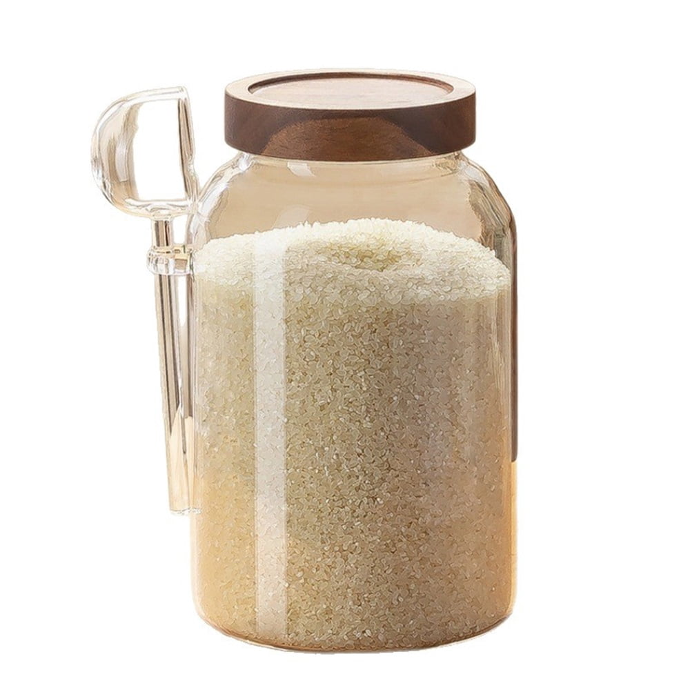 Glass Jar with Lid , Borosilicate Large Glass Flour Sugar Storage Containers for Tea,Cereal, Egg and More,Leak-proof Screw Lid (1 Spoons)1250ml