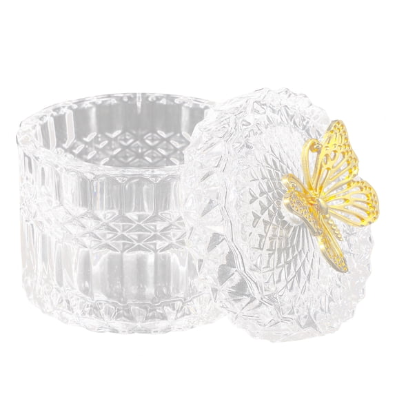 NIAIZEK Clear Embossed Glass Storage Jar for Jewelry, Candies, and Small Items - Decorative Transparent Container