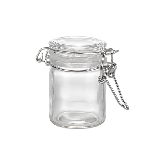 Glass Jars 5 Pack Small Airtight Clear Jars with Clamp Lids for Spice Herb Tea and Pantry Kitchen Organization