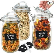 Glass Jars with Airtight Lid, 3x 50 Oz Glass Canisters,Pickling Jars, Large Mason Jars, Glass Storage Containers With Lids, Sugar Flour Container Set, Frascos de Vidrio con Tapa