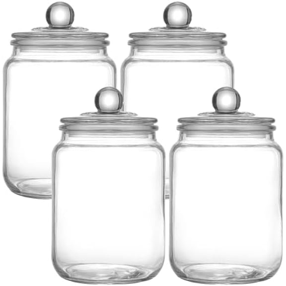 Glass Jars with Airtight Lid Set of 4, Food Jars 34 oz, Pickle Jars, Canning Jars, Glass Containers, Suitable for Kitchen, Pickles, Flour, Grains, Pasta, Sugar, Herbs, Coffee$$