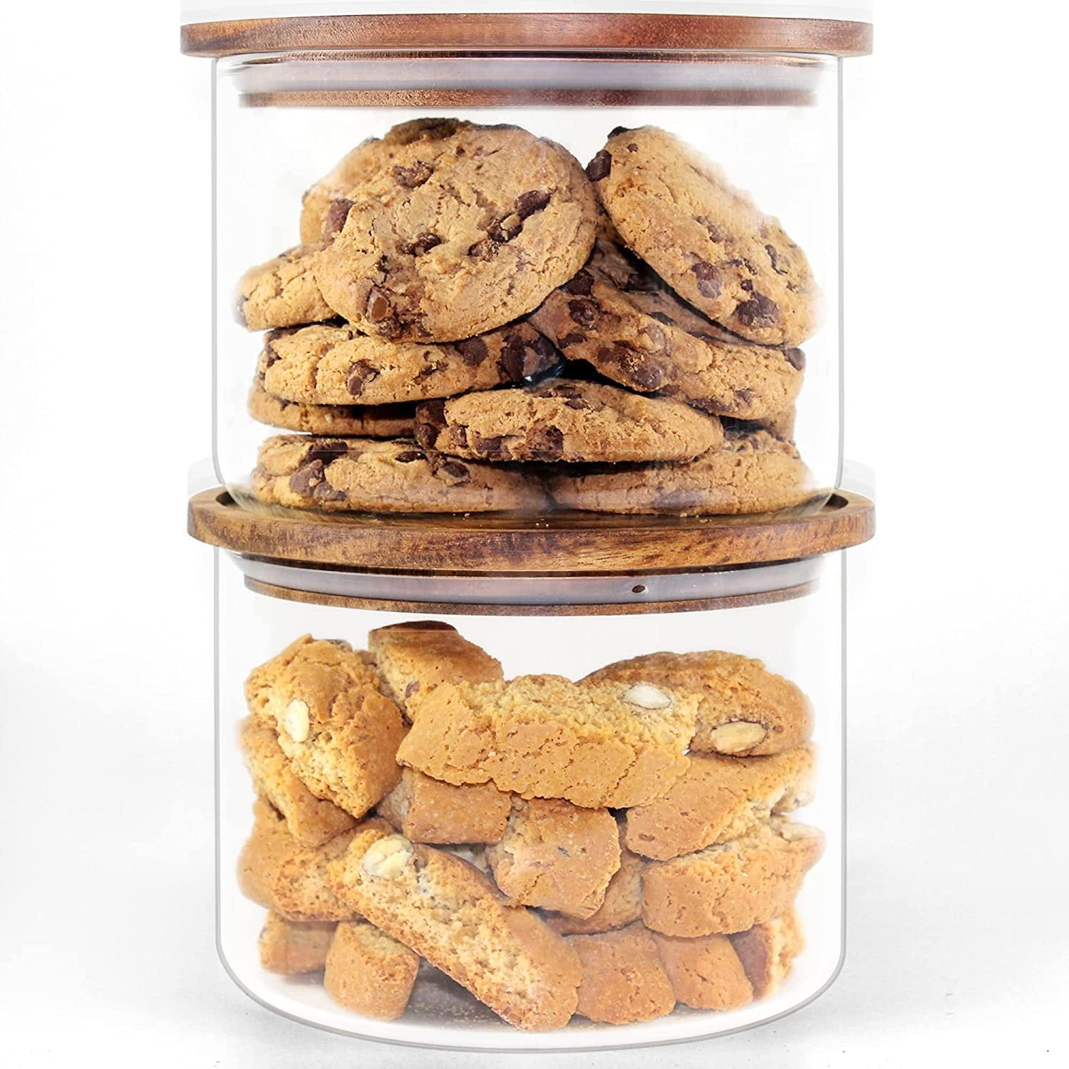 Glass Jars with Airtight Lids, Glass Food Storage Containers with Wood