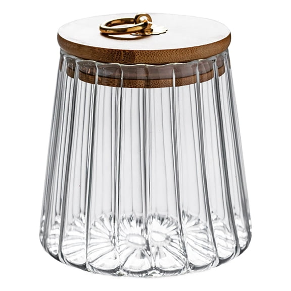 Glass Jars with Bamboo Lids, 1 Pc 700ml Glass Containers with Airtight Lids for Storage, Large Candy Jars for Coffee Nuts Cookie, Decorative Glass Canister, Conical