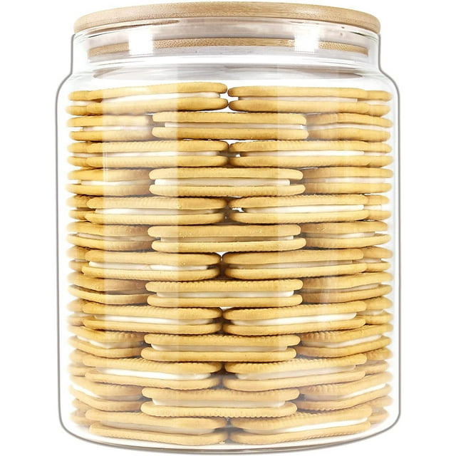 EcoEvo 1 Gallon Glass Jars with Bamboo Lids, Air Tight Glass Food Canisters, Kitchen Storage