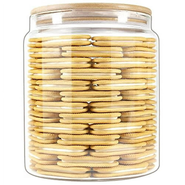 Egg Jars Kitchen Canister 1 Gallon Clear Large Glass Food Storage Jar with  Wooden Airtight Lid for Spaghetti Pasta, Powder, flour, Tea, Coffee cereals  